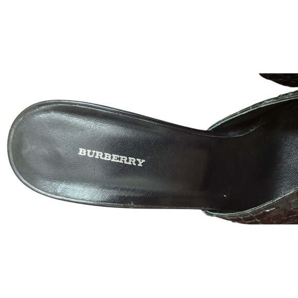 Burberry Black Snakeskin High Heel Sandals Size EU 39.5/US 9 Designer Open To - Picture 9 of 13